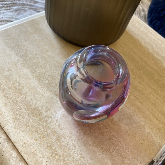 Murano Glass Vase Vintage Sommerso MCM 1960 Vase Purple Heavy Candle Holder